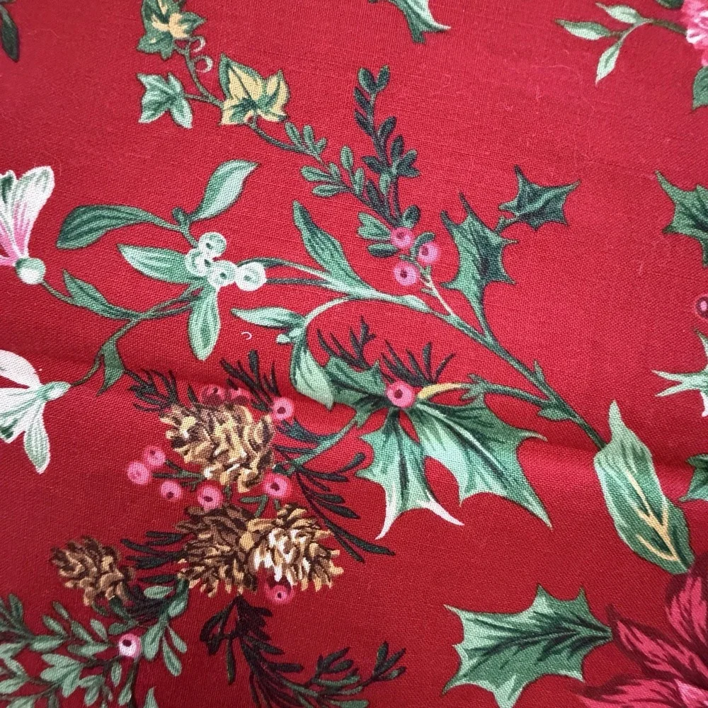 Vintage Set Of 6 Red Poinsettia Print Christmas Floral Cloth Napkins Holiday